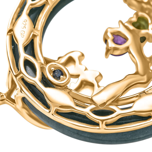 GP - Olmek Jade, Himmelblauer Topas Schmuckset ca. 50 cm 925 Silber 750 Gelbgold Vermeil ca. 27.47 ct image number 6