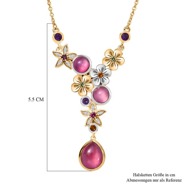 Zweifarbige Maulbeer Mondstein und Multi-Edelstein-Halskette, 45cm - 5,37 ct. image number 5