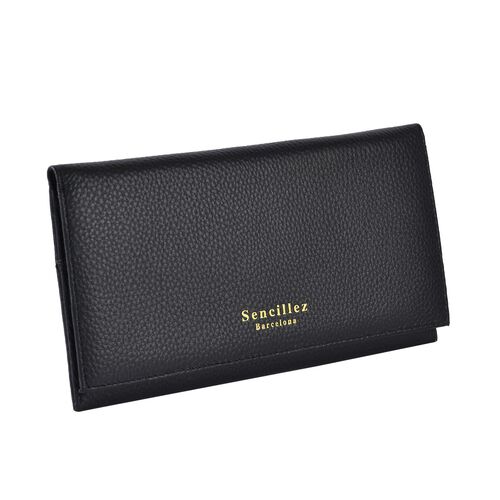 SENCILLEZ: Reise-Etui aus echtem Leder mit RFID Schutz, schwarz image number 1