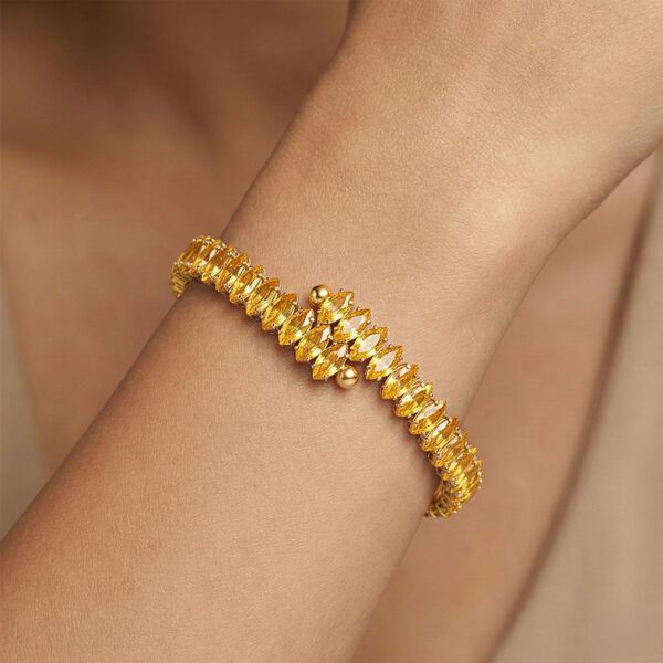 Goldgelber Zirkonia Armreif ca. Flexibles cm Nickelfreies Messing image number 2