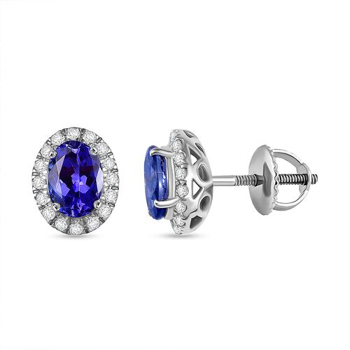 Rhapsody AAAA Tansanit, Weißer Diamant Ohrringe 950 Platin ca. 1,92 ct. image number 0