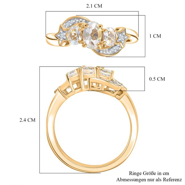 D joy AAA Premium Malagasy Mondstein Startdust Ring, 925 Silber 750 Gelbgold Vermeil (Gr&ouml;&szlig;e 16.00) ca. 0.81 ct image number 7