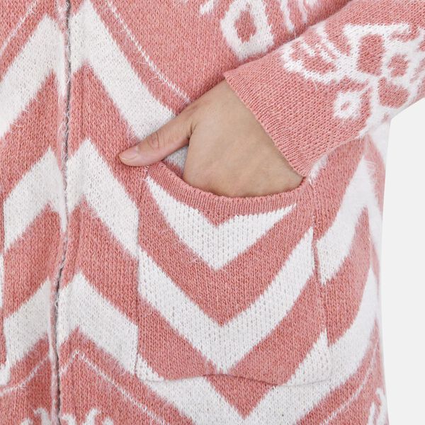 Cardigan in rosa mit geometrischen Mustern image number 9