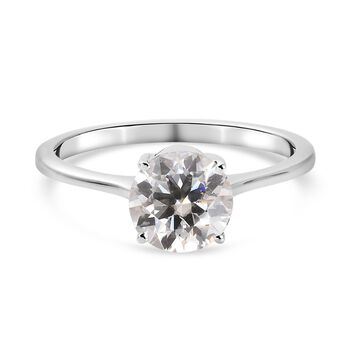 Moissanit Solit&auml;r-Ring, 375 Wei&szlig;gold (Gr&ouml;&szlig;e 17.00) ca. 1,02 ct