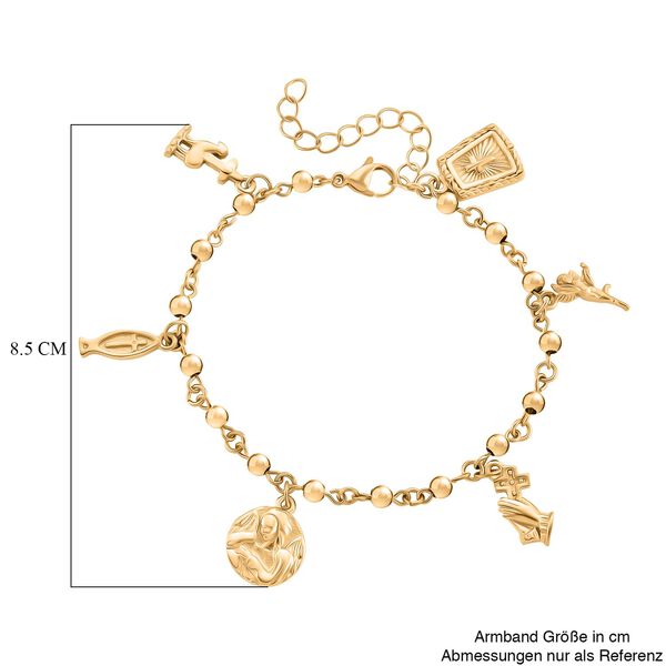 Charm-Armband mit Symbol Anh&auml;ngern, 316L Edelstahl, goldfarben veredelt, ca. 19 cm image number 6