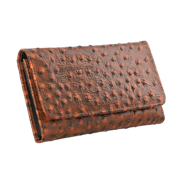 Geldb&ouml;rse aus 100% echtem Strau&szlig;enleder, RFID Schutz, Braun image number 3