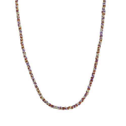 Mehrfarbige Edelstein Halskette ca. 60 cm 925 Silber ca. 100.56 ct image number 0