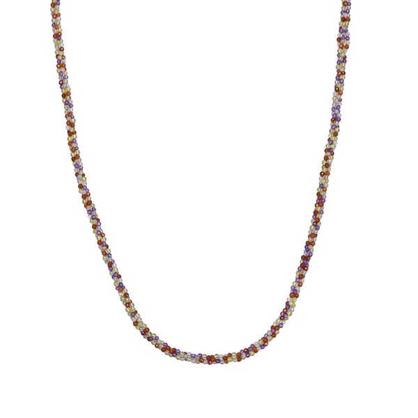 Mehrfarbige Edelstein Halskette ca. 60 cm 925 Silber ca. 100.56 ct