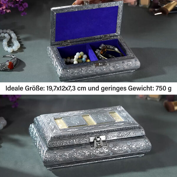Handgemachte Schatztruhe, 19x13x6 cm, silberfarben image number 5