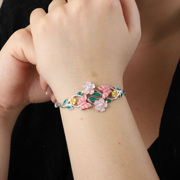 JARDIN-KOLLEKTION Mehrfarbig Perlmutt und S&uuml;&szlig;wasserzucht Perle Armband, ca. 20 cm, 925 Silber rhodiniert image number 2