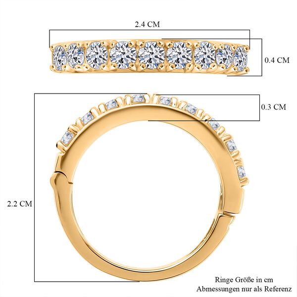 LUXURIANT SI Labor Diamant Ring, 925 Silber 750 Gelbgold Vermeil - 1 ct. image number 7