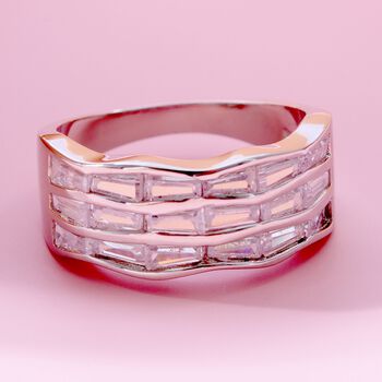 Lustro Stella - Wei&szlig;er Zirkonia Ring, 925 Silber platiniert, ca. 5.40 ct