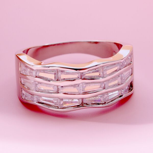 Lustro Stella - Wei&szlig;er Zirkonia Ring, 925 Silber platiniert, ca. 5.40 ct image number 1