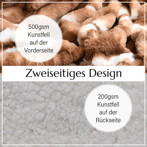 Weiche doppelseitige Kunstfell-Decke, Braun image number 8