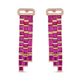 Weißer Zirkonia, Glas Ohrringe, Nickelfreies Messing, roséfarben