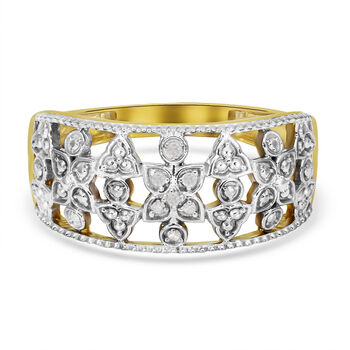 Diamant-Ring, 925 Silber vergoldet (Gr&ouml;&szlig;e 17.00) ca. 0,05 ct