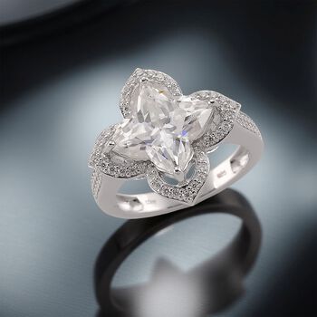 D'Joy Moissanit Ring 925 Silber rhodiniert (Gr&ouml;&szlig;e 16.00) ca. 5,93 ct