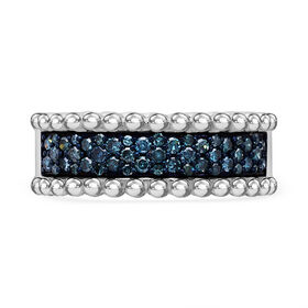 Blauer Diamant Ring 925 Silber platiniert (Größe 16.00) ca. 0.50 ct