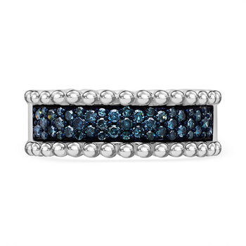 Blauer Diamant Ring 925 Silber platiniert (Gr&ouml;&szlig;e 16.00) ca. 0.50 ct