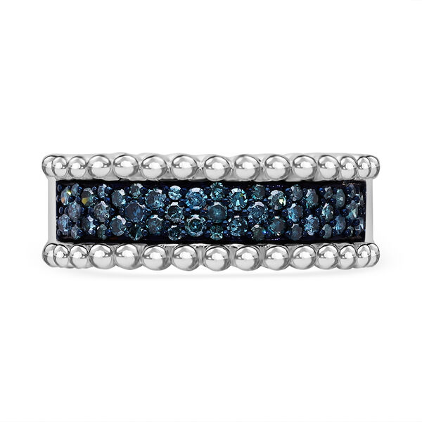 Blauer Diamant Ring 925 Silber platiniert (Gr&ouml;&szlig;e 16.00) ca. 0.50 ct