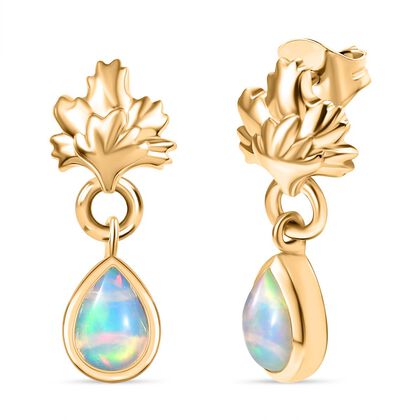 AA Nat&uuml;rlicher, &auml;thiopischer Welo Opal Ohrringe 925 Silber 750 Gelbgold Vermeil ca. 0.80 ct