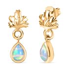 AA Natürlicher, äthiopischer Welo Opal Ohrringe 925 Silber 750 Gelbgold Vermeil ca. 0.80 ct