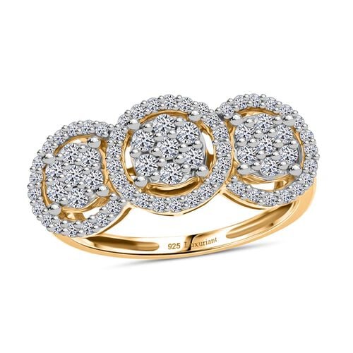 Lab Grown Diamant SI Ring 925 Silber 750 Gelbgold Vermeil (Größe 17.00) ca. 1,01 ct image number 3