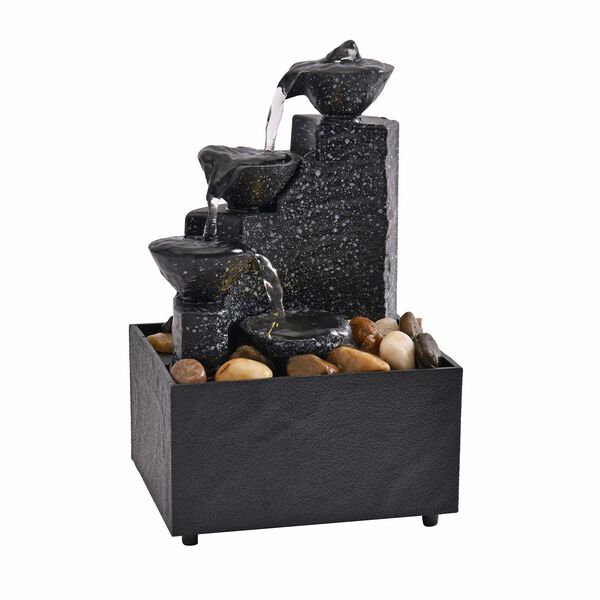 Mini Wasserbrunnen 3 Stufen, 2xAA Batterie (nicht inkl.), Größe 11,5x11,5x17 cm, Schwarz image number 6