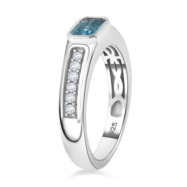 AA Aqua Kyanit, Moissanit Ring 925 Silber rhodiniert (Gr&ouml;&szlig;e 19.00) ca. 1,00 ct image number 5