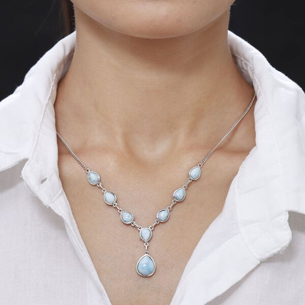 Larimar Collier, ca. 45 cm, 925 Silber platiniert ca. 14.66 ct image number 2