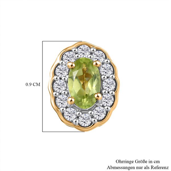 D'Joy Peridot, Weißer Zirkon Ohrringe 925 Silber vergoldet ca. 0,85 ct. image number 5