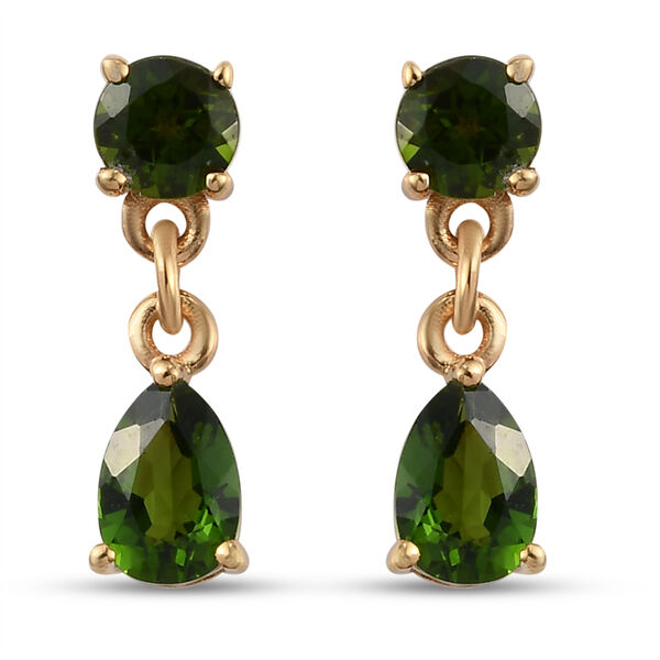 Nat&uuml;rlicher Chromdiopsid Ohrh&auml;nger 925 Silber vergoldet ca. 1,49 ct&nbsp; image number 4