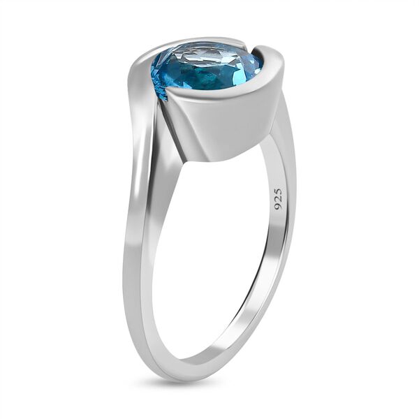 Schweizer Blautopas Ring, 925 Silber platiniert, (Gr&ouml;&szlig;e 21.00) ca. 2.38 ct image number 4