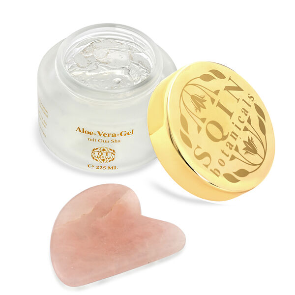 SQIN Botanicals - Aloe Vera Gel Set mit Rosenquarz Gua Sha, 225ml image number 4