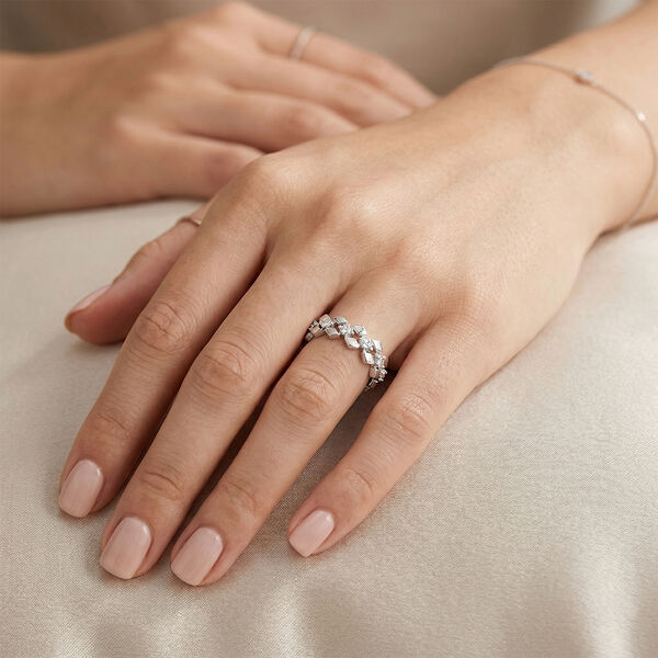 Wei&szlig;er Diamant Ring, 925 Silber platiniert - 0,14 ct. image number 2