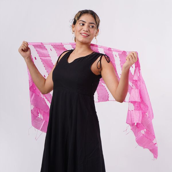 Modal-Seide-Schal, Streifendesign, 175x60 cm, Rosa image number 0