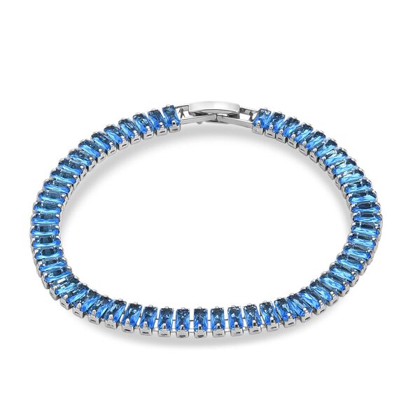 2er Set - Blauer Zirkonia, Wei&szlig;er Zirkonia Armband ca. 19 cm, Nickelfreies Messing image number 4