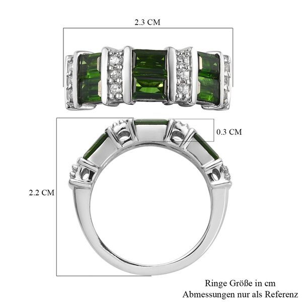 Natürlicher Chromdiopsid und Zirkon Ring 925 Silber platiniert  ca. 1,74 ct image number 6