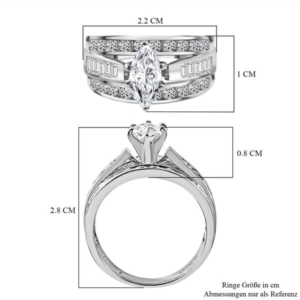 LUSTRO STELLA - New York Designer Inspiriert Zirkonia Ring 925 Silber rhodiniert (Größe 17.00) image number 4
