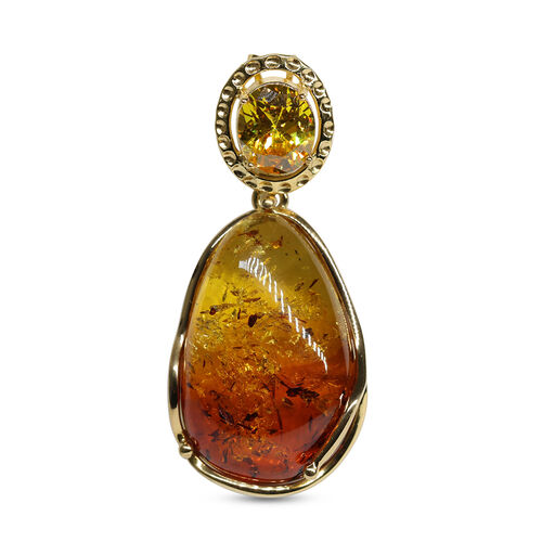 Natürlicher, baltischer, Bernstein und Zirkonia Anhänger, 925 Silber ca. 30.00 ct image number 0