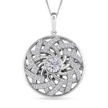 D'Joy Moissanit Anh&auml;nger mit 45cm Kette, 925 Silber platiniert - 1,60 ct.