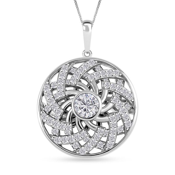 D'Joy Moissanit Anh&auml;nger mit 45cm Kette, 925 Silber platiniert - 1,60 ct.