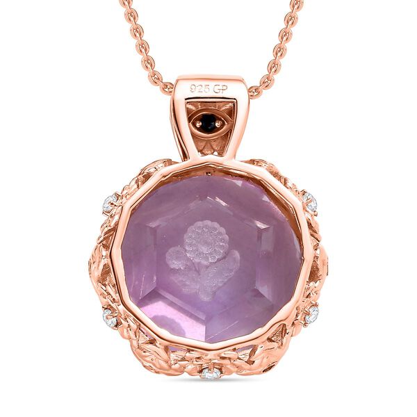 GP Italian Garden Kollektion- Rose De France Amethyst, Zirkon und blauer Saphir-Anh&auml;nger mit 50cm Kette - 24,27 ct. image number 5
