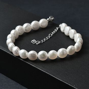 Wei&szlig;es S&uuml;&szlig;wasserperle Armband, 19cm