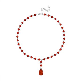 Rote Achat Halskette ca. 45 cm+ 5 cm Extender, ca. 85.00 ct