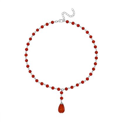 Rote Achat Halskette ca. 45 cm+ 5 cm Extender, ca. 85.00 ct