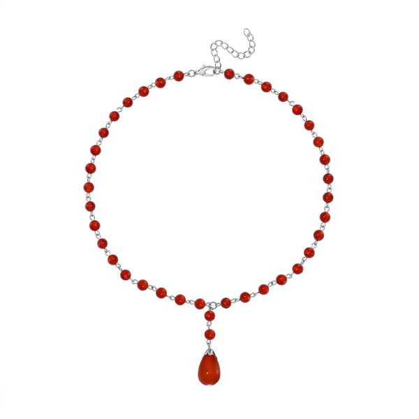 Rote Achat Halskette ca. 45 cm+ 5 cm Extender, ca. 85.00 ct