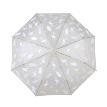 Farbwechsel-Regenschirm, Flamingo, Beige