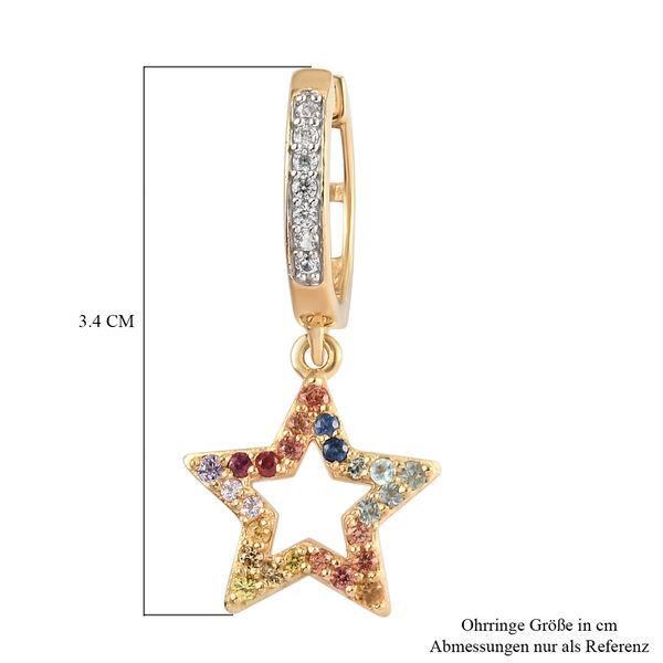 Mehrfarbig Saphir und Zirkon Stern Ohrhänger 925 Silber vergoldet ca. 1,44 ct  image number 5