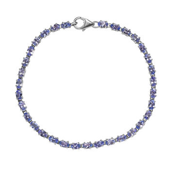 Tansanit Armband, ca. 20 cm, 925 Silber platiniert ca. 8.00 ct